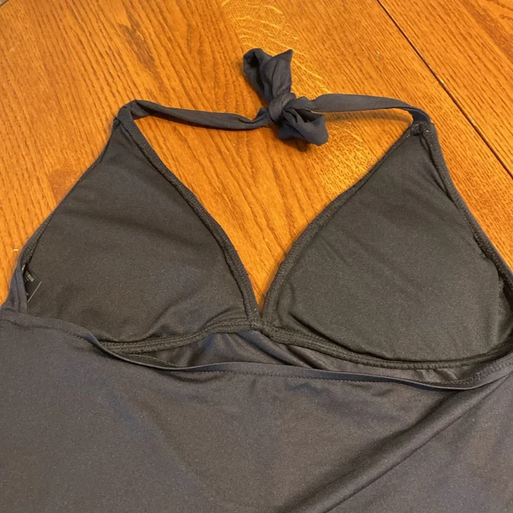 Bisou Bisou Black Ruffled Halter Tankini Top XL